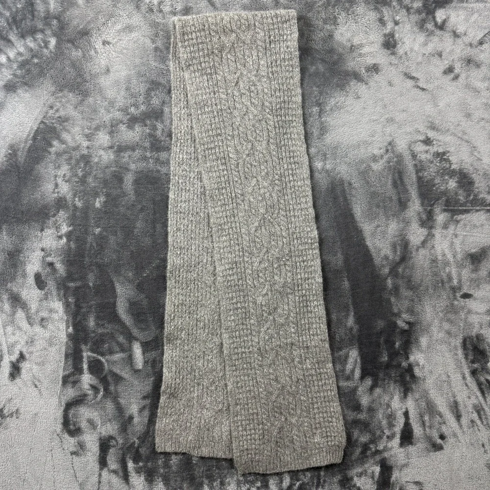 Lauren Ralph Lauren Scarf Womens OS Grey Lambswool Angora Cable Knit Embroidered